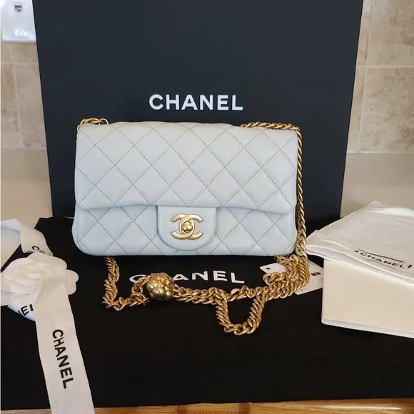 Chanel Light Gray Quilted Crossbody Bag - Picture 1 of 7